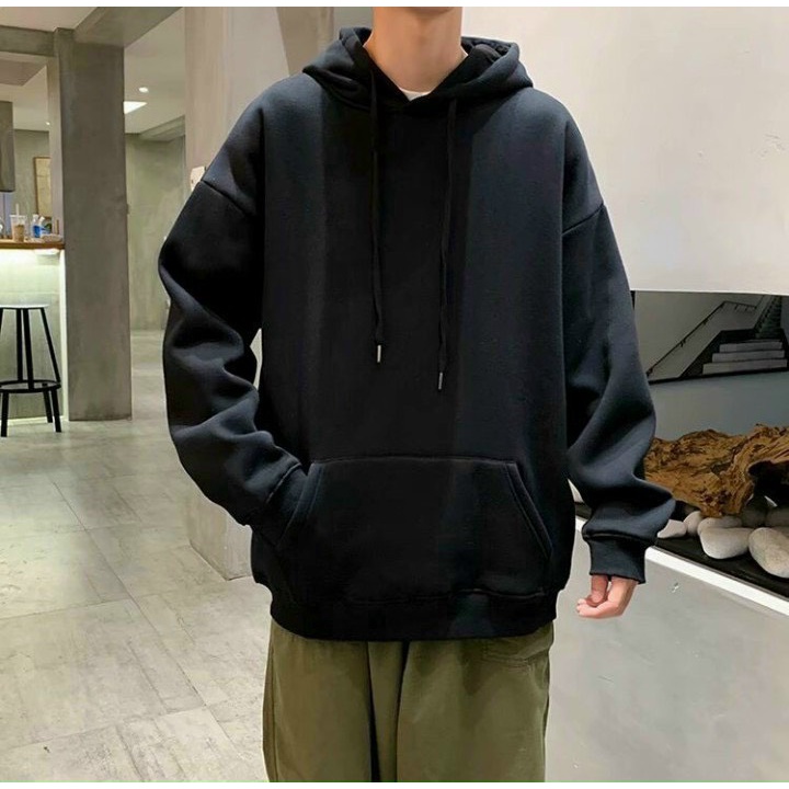 Áo hoodie trơn tay dài có mũ nam nữ couple form rộng thoải mái chất nỉ dày dặn mềm mịn thời trang Hàn Quốc