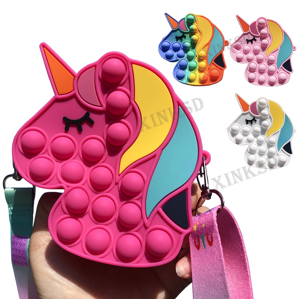 Túi đeo chéo hình kỳ lân màu cầu vồng cho bé