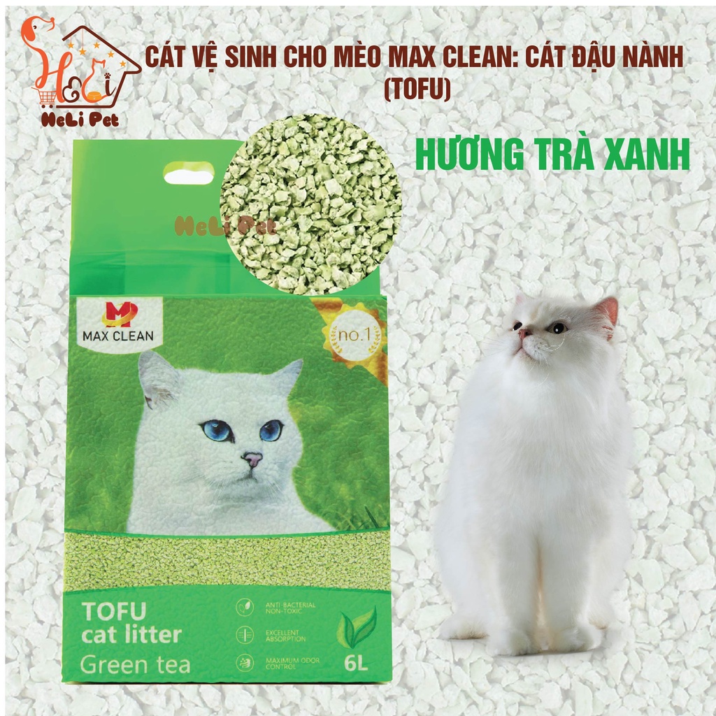 Cát Đậu Nành Max Clean Cát Tofu Vệ Sinh Cao Cấp Cho Mèo Siêu Vón Cục Không Bụi HeLiPet