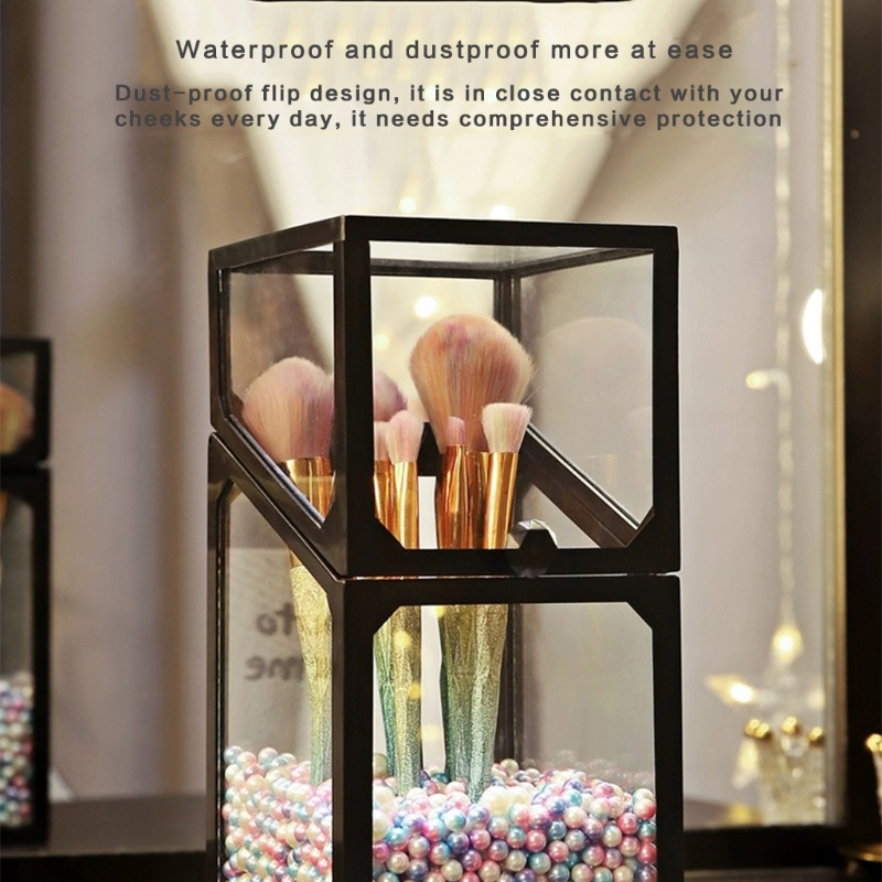 Hộp Đựng Cọ Trang Điểm Trong Suốt Chống Bụi Đa Năng Tiện Dụng