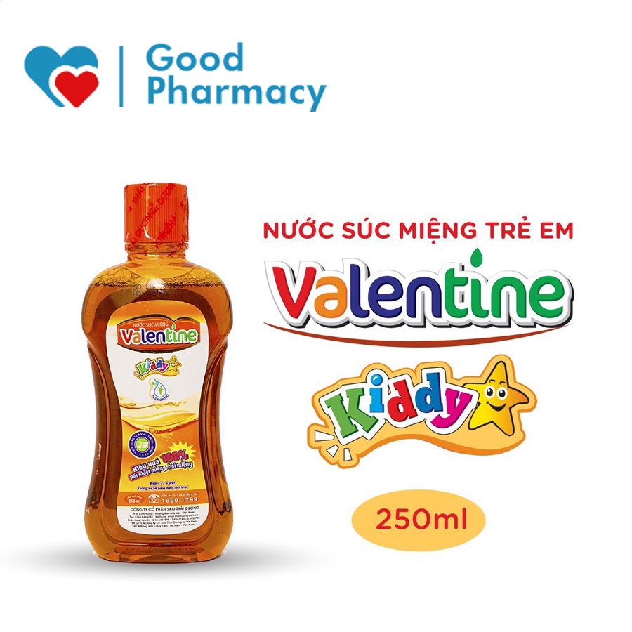 Nước súc miệng trẻ em Valentine kiddy Sao Thái Dương 250ml - Ngừa sâu răng, nhiệt, lở loét, hôi miệng [valentin kid]