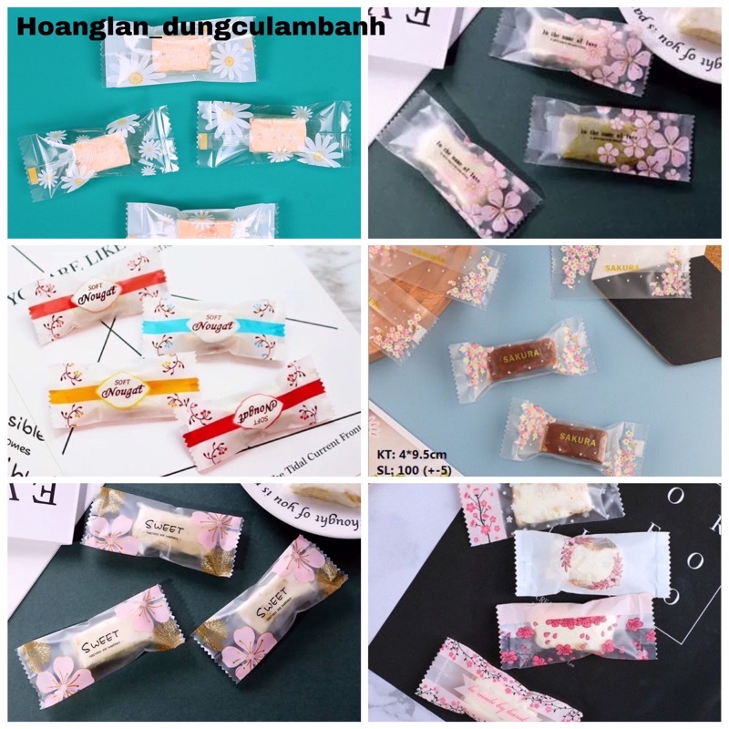 200 túi đựng kẹo nougat kt 4x9,5cm (nhiều mẫu)