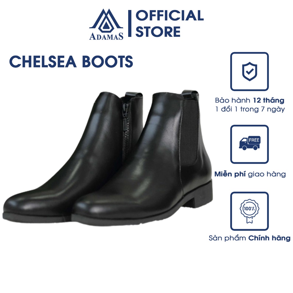 Chelsea Boots khóa - Giày Chelsea Boots da bò - Giày cao cổ nam tăng chiều cao, zip boots khóa dễ sử dụng đế cao su đúc