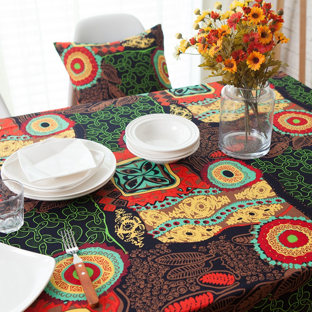 Khăn trải bàn ăn nhà hàng bằng chất liệu vải cotton lanh kiểu dân tộc