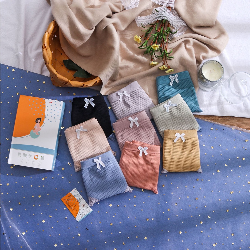 Quần Lót Nữ Cotton Viền Ren Đính Nơ Đơn Giản Trẻ Trung, Mềm Mại, Thoáng Mát - Subo Shop