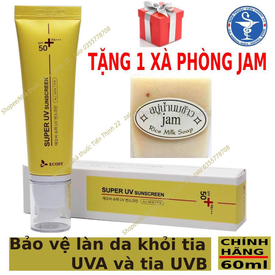 [HÀNG CHÍNH HÃNG] Kem Chống Nắng Vật Lý Ecosy Super UV Sunscreen SPF 50+ PA+++ 60ml