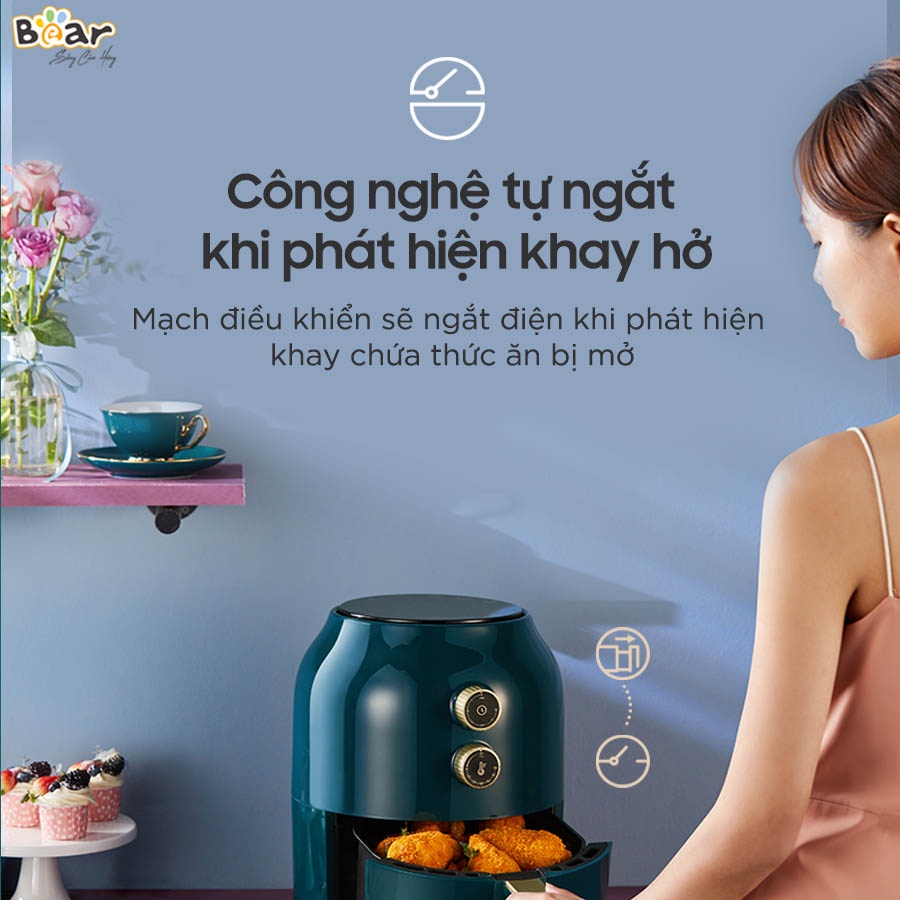 Nồi chiên không dầu Bear VS-8083, 3.5L 1350W công nghệ nhiệt đối Lưu 360 độ, HomeMart – Hàng chính hãng BH 18 tháng