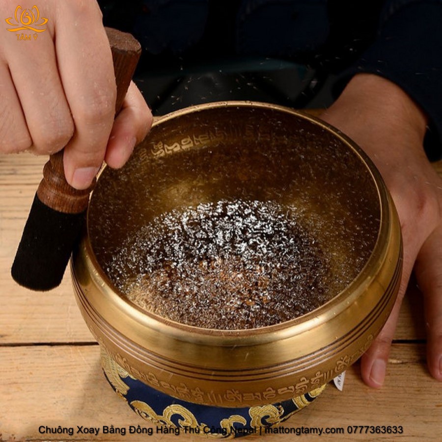 |Tặng Lót Chuông + Chày| Chuông Xoay Bằng Đồng Hàng Thủ Công Nepal (Chuông Hát - Singing Bowl)