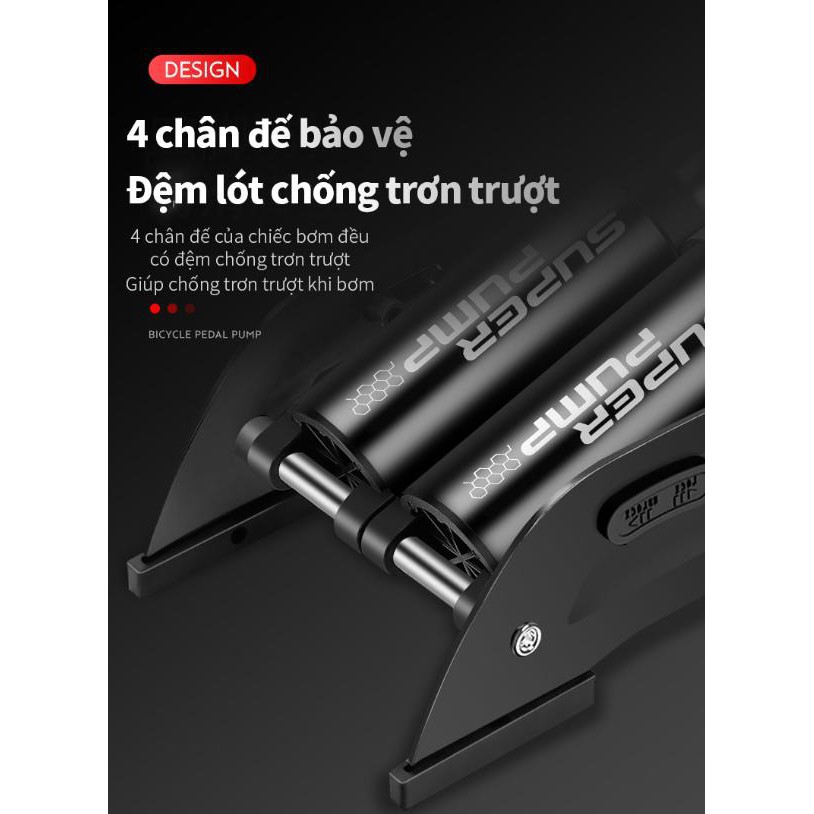 Bơm hơi kép đạp chân SUPER PUMP tiện lợi