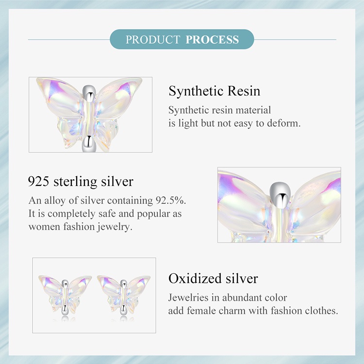 Bông tai nữ BAMOER bạc 925 hình cái nơ nhiều màu sắc