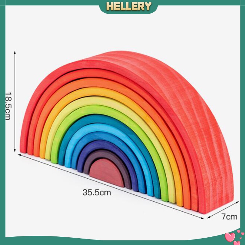 [HelleryVN] X Đồ Chơi Xếp Chồng Vòm Bằng Gỗ Màu Cầu Vồng Tay Mắt Cho Trẻ Em