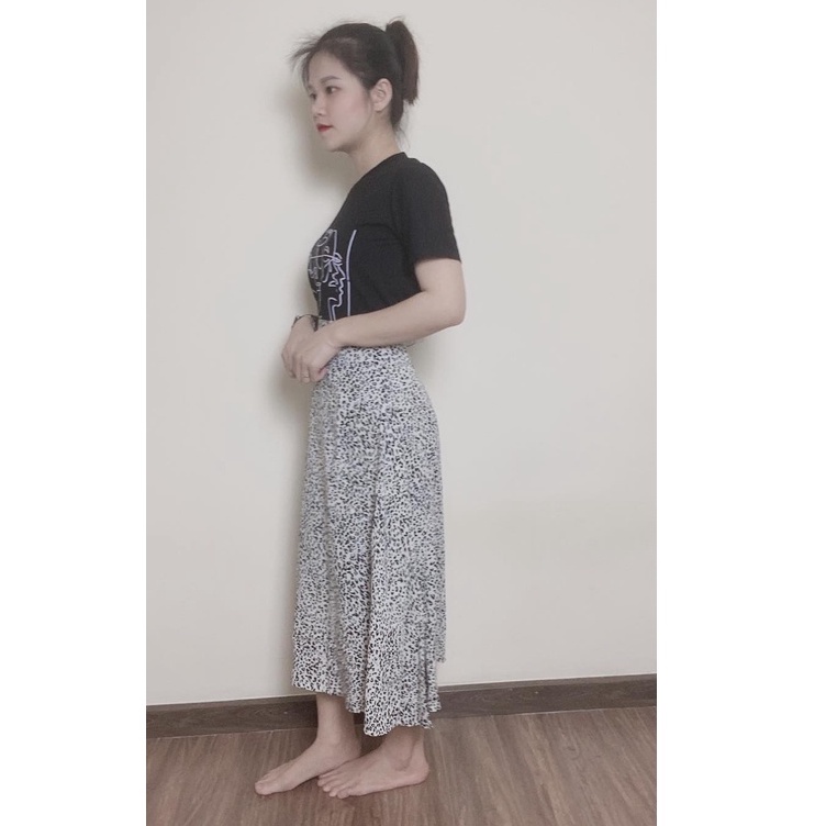 Set Chân Váy Midi Beo + Áo thun nữ Pull màu đen | BigBuy360 - bigbuy360.vn
