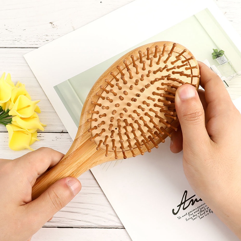 [Hàng mới về] Lược chải tóc massage da đầu bằng gỗ tre