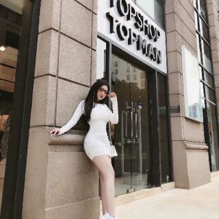 Đầm body len nhún