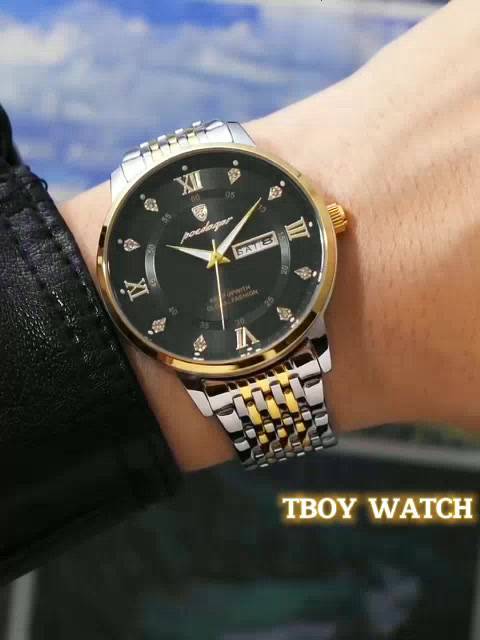 Đồng Hồ Nam POEDAGAR PA5 Dây Kim Loại Titanium – Chống Nước Tốt, Dạ Quang, Mặt Đen Thời Trang | BigBuy360 - bigbuy360.vn