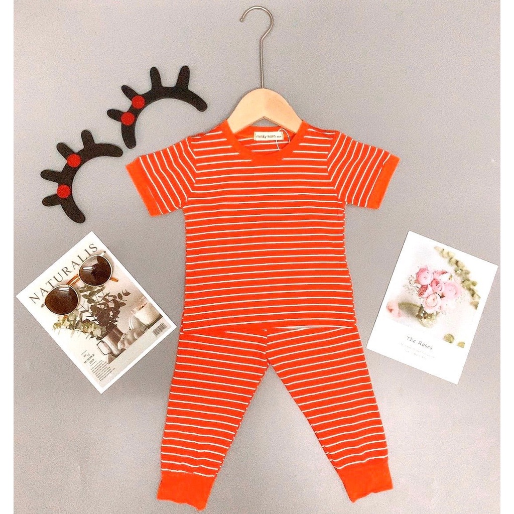 Đồ bộ cộc kẻ quần dài dành cho bé trai bé gái chất liệu cotton mềm mại ATKID Việt Nam