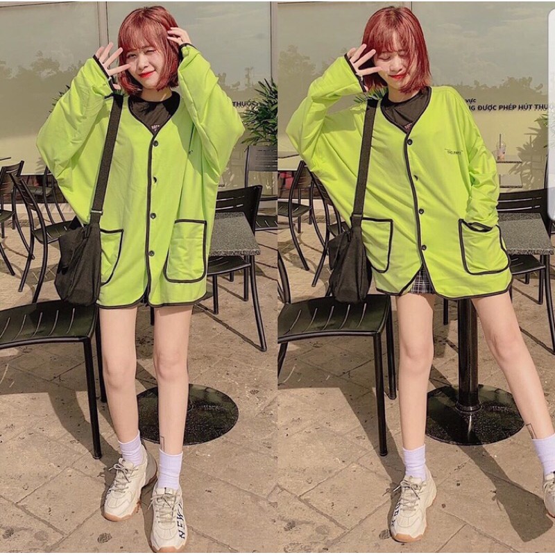 Áo khoác nỉ, áo hoodie nữ from rộng hai túi có nút nam nữ mix đều ngầu chất nỉ bông dày mịn giữ ấm tốt