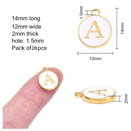 1 Mặt Dây Chuyền Hợp Kim Hai Mặt Hình Chữ Cái DIY