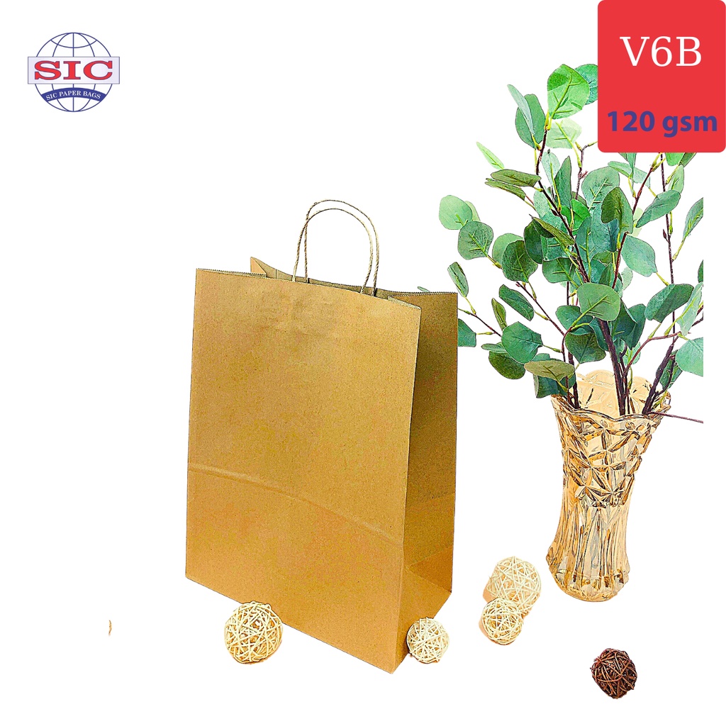 [SET 100 CHIẾC] TÚI GIẤY KRAFT V6B: 33x17.5x43 cm CÓ QUAI (ẢNH THẬT)