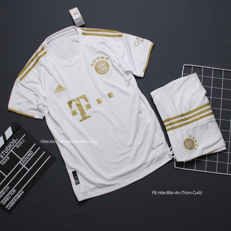 Bộ quần áo đá banh CLB Bayern Munchen màu trắng 2023 hàng cao cấp Thailand