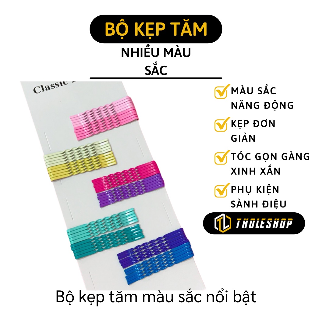 Kẹp Tăm - Set Kẹp Tóc Gợn Sóng Màu Cầu Vồng Đơn Giản, Thời Trang Cho Bạn Nữ 6544