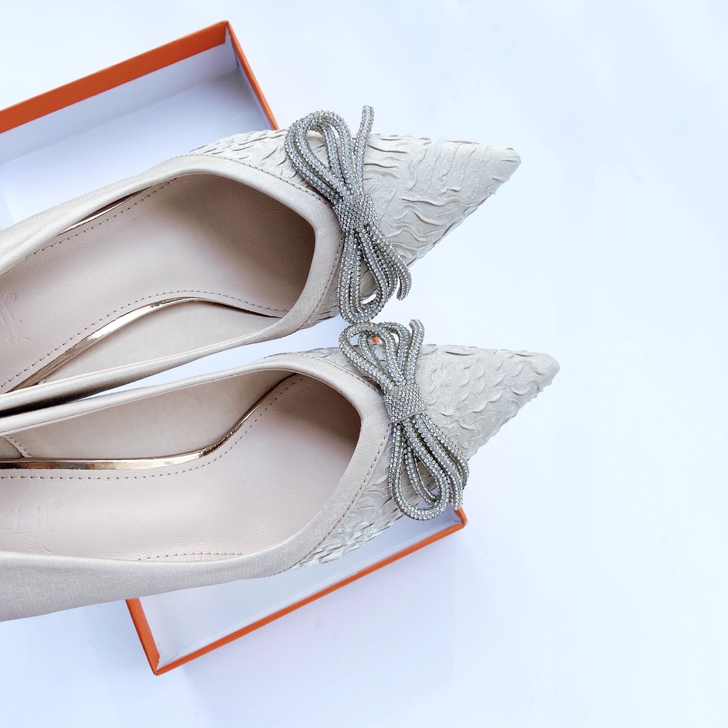 Giày Nữ Cao Cấp , Giày Cao Gót Nữ Mũi Nhọn, Đế Nhọn Cao 6P, Lụa Bọc Satin Cao Cấp, Kiểu Dáng Trẻ trung, Thoải mái-DA770