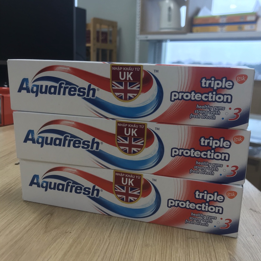 Kem đánh răng AQUAFRESH Triple Protection 100ml (kem đánh răng tẩy trắng răng 3 tác động Đỏ)