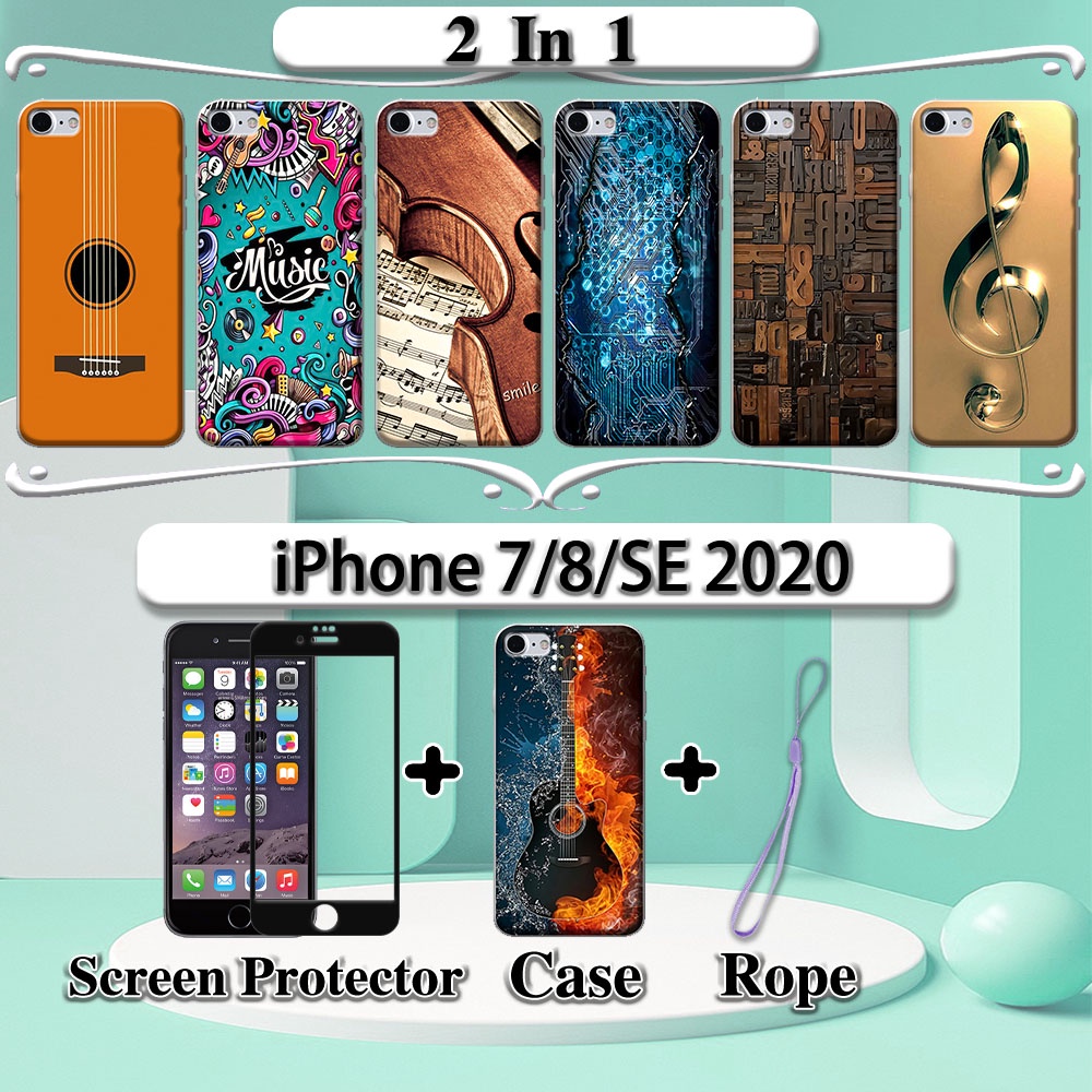 Ốp Điện Thoại Tráng Gương 2 Trong 1 Kèm Miếng Dán Cường Lực Cho iPhone 7 8 SE 2020