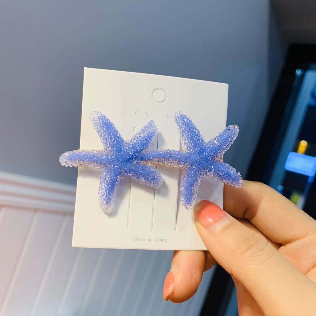 Kẹp Tóc Hình Nơ / Sao Biển Màu Kẹo Lấp Lánh Cho Bé Gái