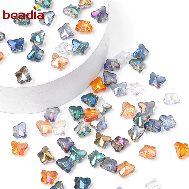 Hạt Thủy Tinh Beadia Trong Suốt Hình Bướm Dùng Làm Vòng Tay/Vòng Cổ Diy