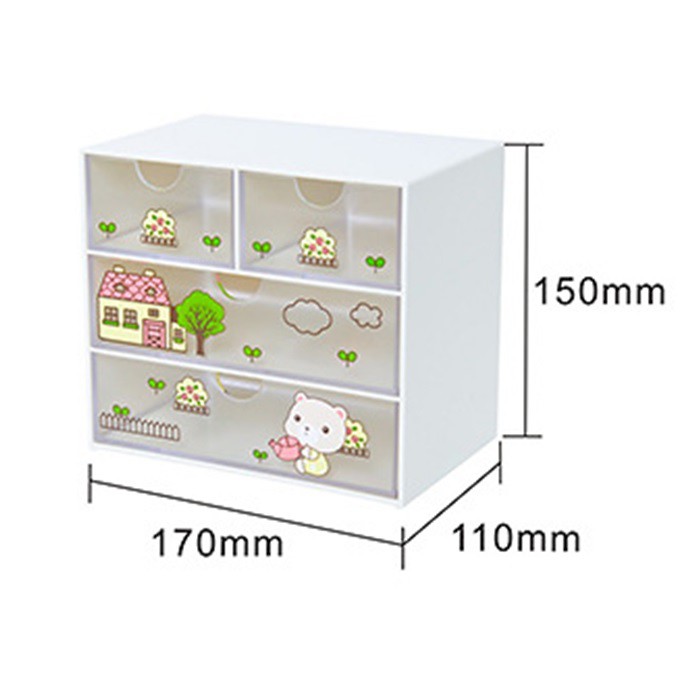 Hộp nhựa đựng đồ dùng trang sức 3/4 ngăn nhiều màu mini để bàn tiện lợi