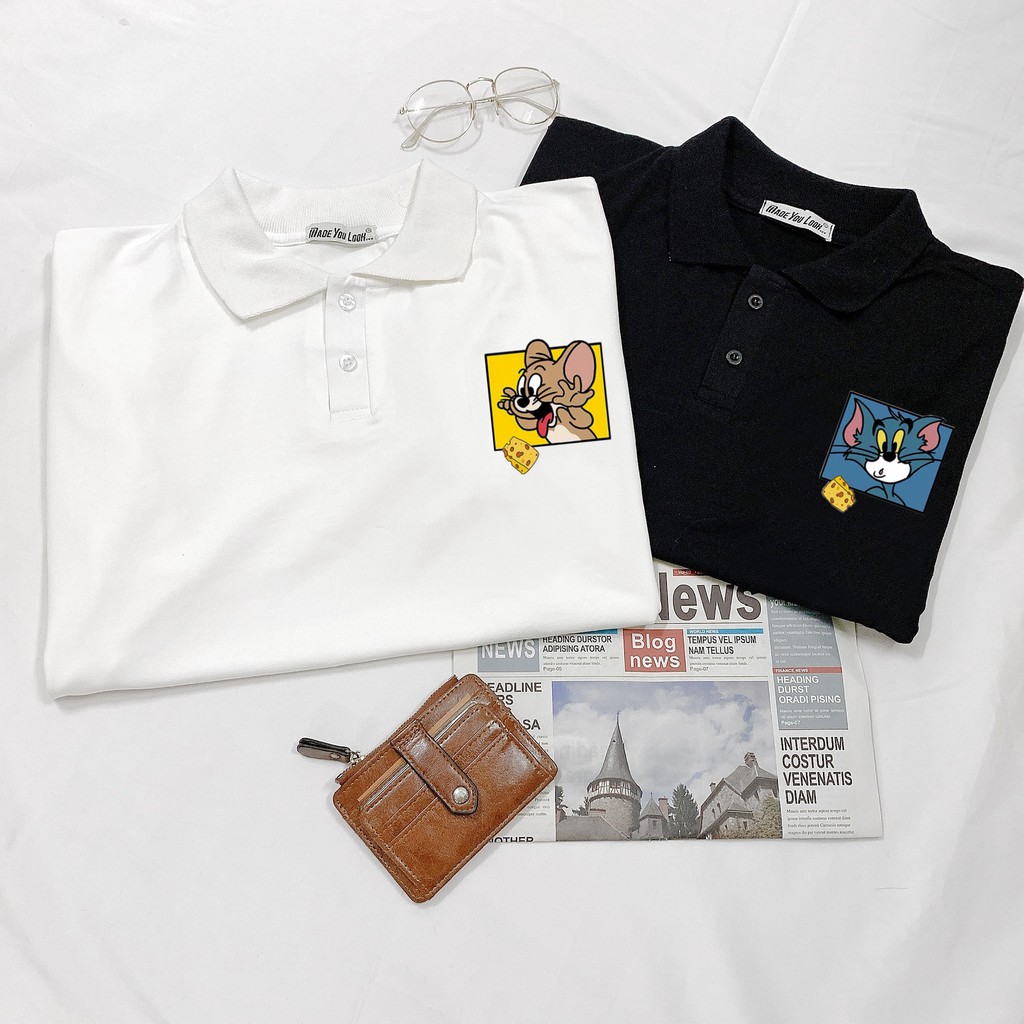 Áo thun Polo tay lỡ  MÈO CHUỘT  phông Unisex nam nữ tee oversize form rộng pull Ulzzang Streetwear Hàn Quốc vải mềm
