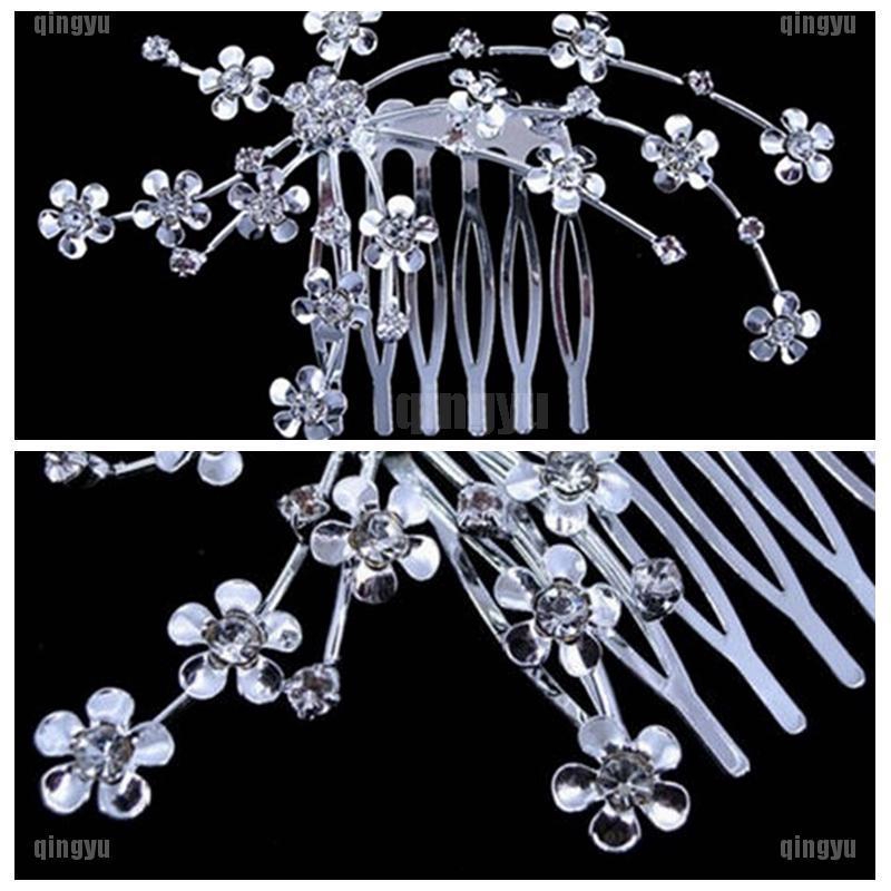 Trâm Hoa Đính Đá Cài Tóc Cô Dâu