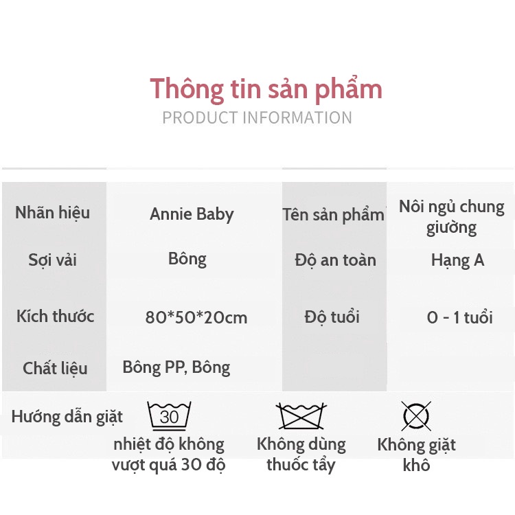 Nệm Nôi Ngủ Chung Giường Cho Bé, Nệm Nôi Vải sơ sinh cho bé từ 0 - 1 tuổi, Đệm Nôi Em Bé An Toàn - ANNIE BABY