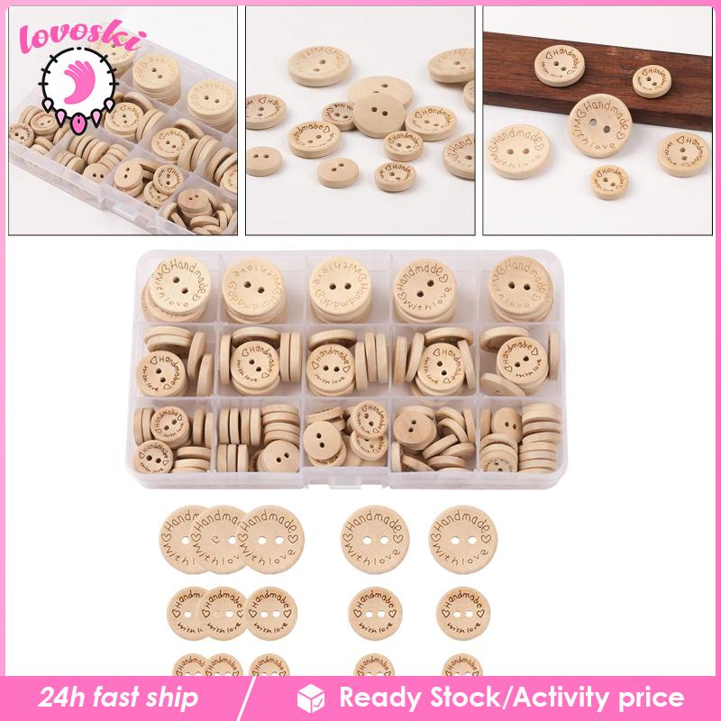 Set 140 Nút Gỗ Dùng Làm Đồ Thủ Công DIY Cho Bé