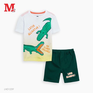 Bộ quần áo bé trai quần đùi và áo cộc tay in hình cá sấu Later Alligator LHD1239 Thời trang M2