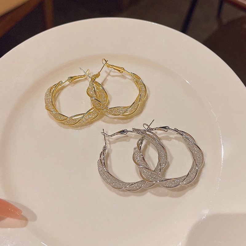 Bông Tai Mạ Bạc 925 Hình Chữ C Đính Pha Lê Sang Trọng Dành Cho Nữ