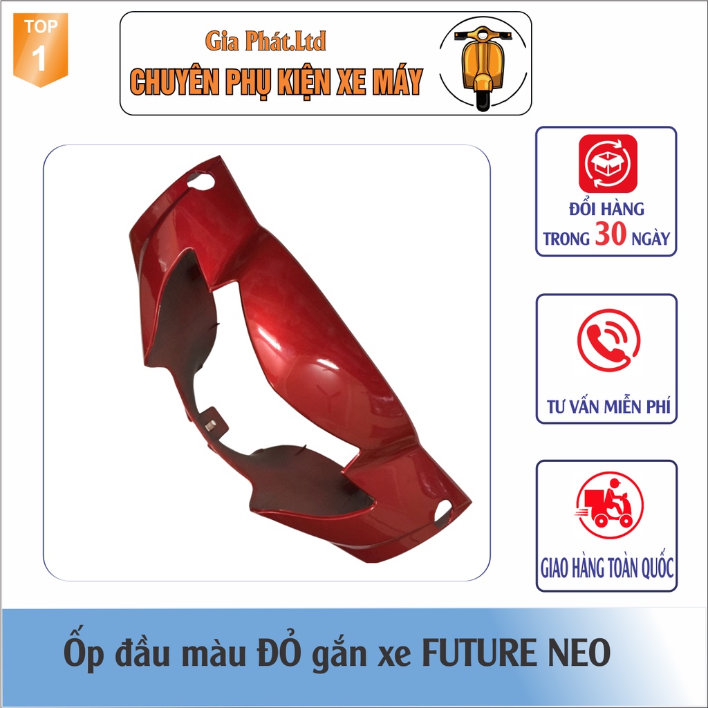 Bộ ốp đầu đèn xe FUTURE Neo màu ĐỎ đầy đủ ốp đầu, gáy và pha đèn không kèm bóng
