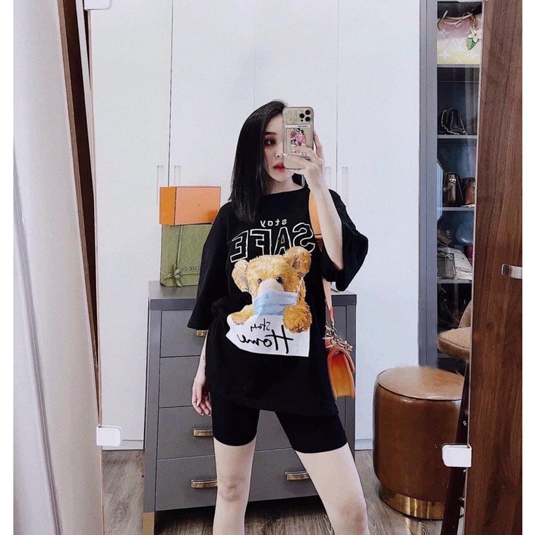 SÉT BỘ THUN NGỐ GẤU ĐEO KHẨU TRANG . chất cotton 40-60kg