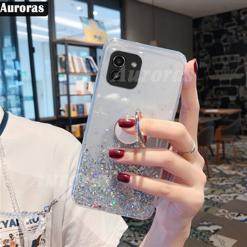 Ốp Điện Thoại Lấp Lánh Có Vòng Đỡ Cho Samsung A03 2022 Galaxy A03S 2022