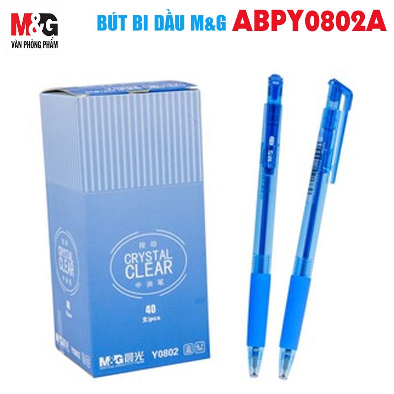 Bút bi dầu M&amp;G ABPY0802A - Mực xanh- 0.7mm- thân màu xanh trong