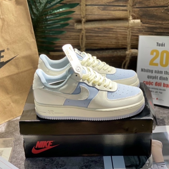Giày thể thao AF1 trắng xanh kem, Giày sneaker cao cấp.