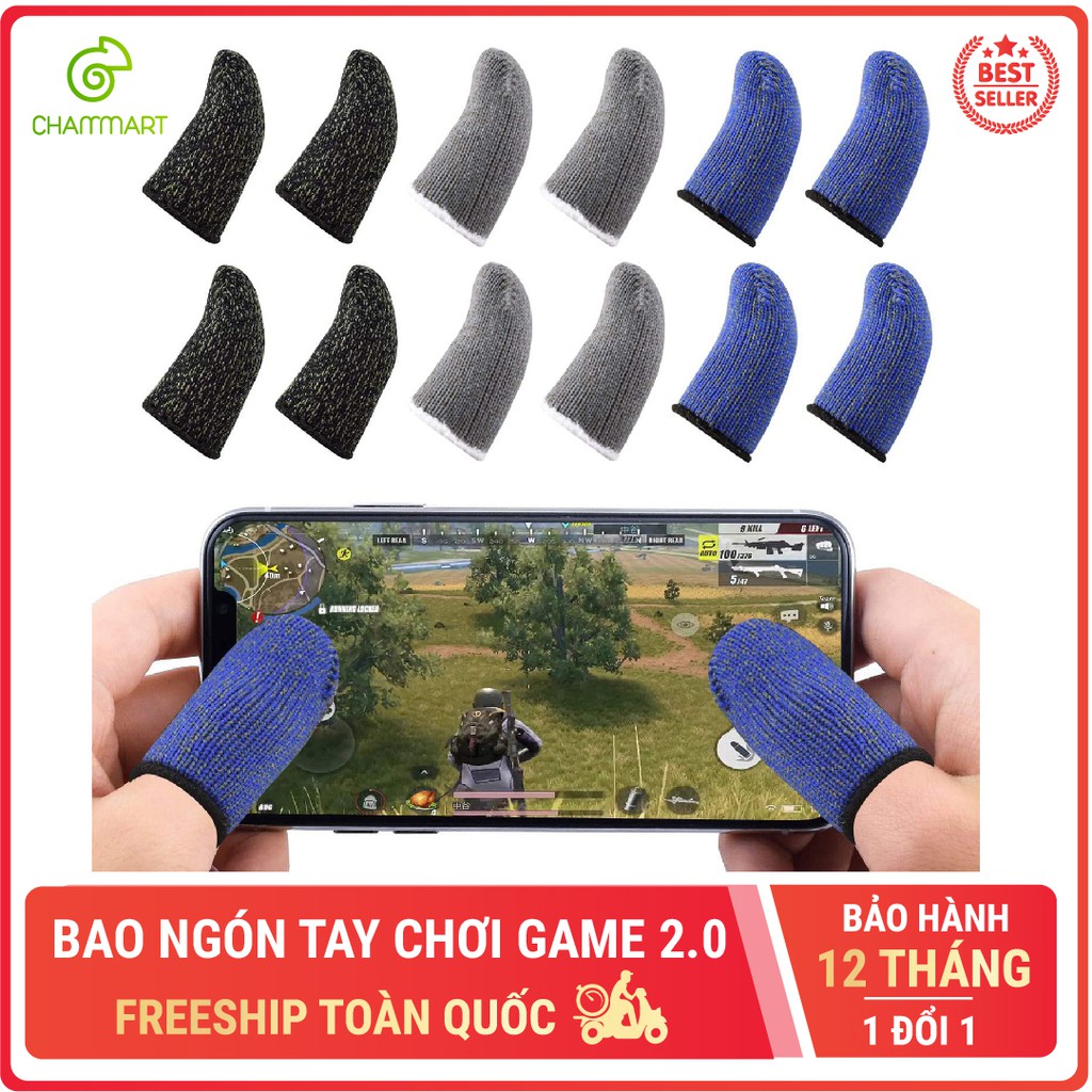 Bộ 2 bọc ngón tay cảm ứng chơi game mobile 2.0 siêu mỏng thoáng khí chống trượt ra mồ hôi và xây xước màn hình