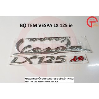 BỘ TEM CHỮ VESPA LX 125 IE MÀU BẠC DÁN XE MÁY
