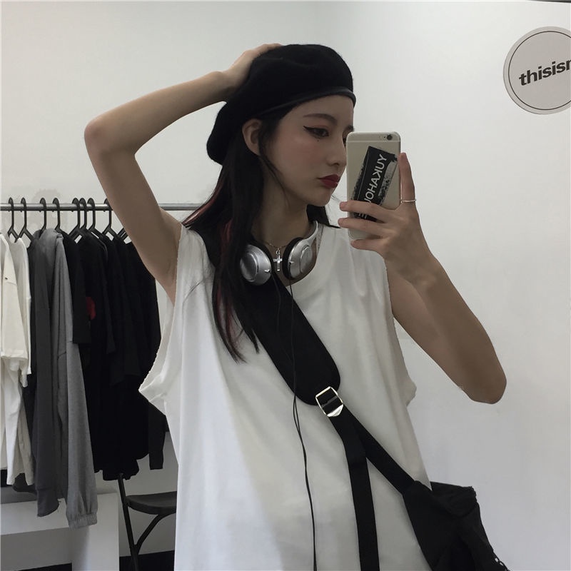 Áo Thun Sát Nách Dáng Rộng Vải Mỏng Kiểu Hồng Kông Retro Thời Trang Mùa Hè Năng Động