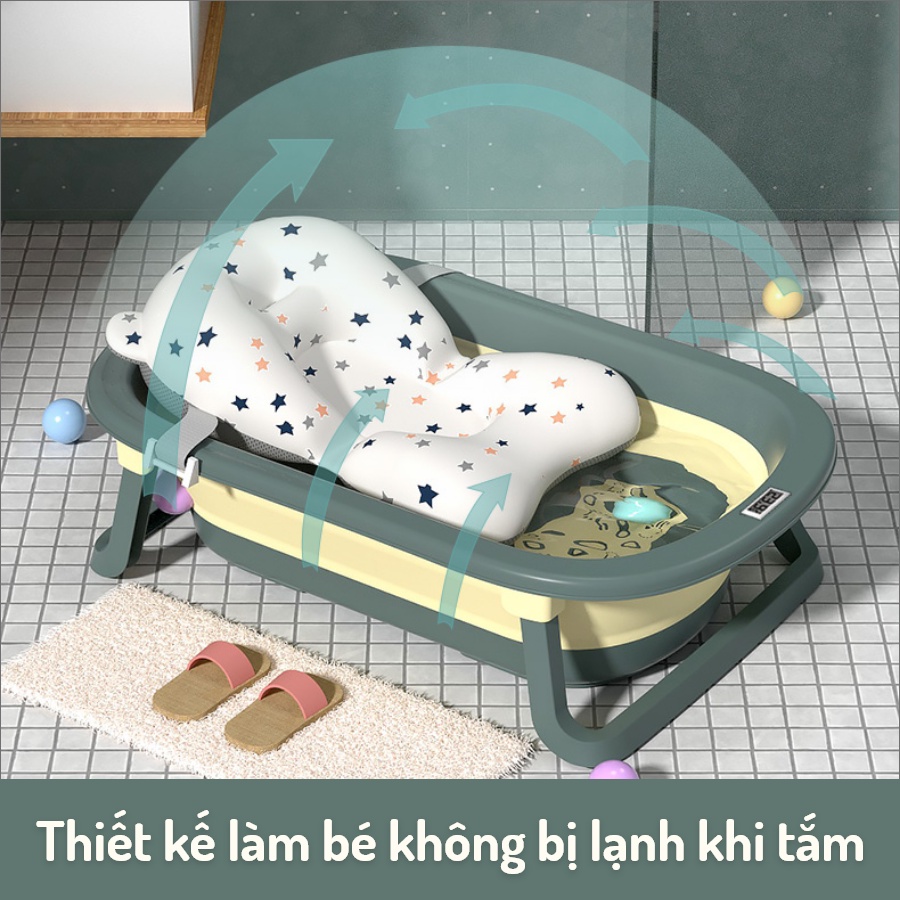 Chậu/Bồn/Thau Tắm Gập Gọn Cutiebaby Size To, Sẵn Nhiệt Kế Cho Bé Trai, Gái, Trẻ Sơ Sinh Từ 0 Tháng Tuổi