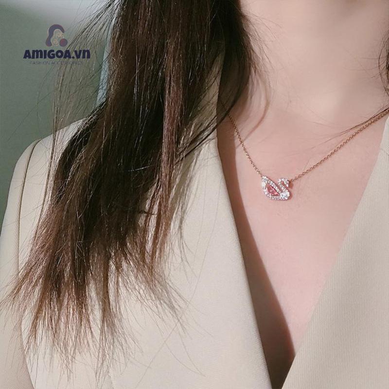 ✨✨Dây chuyền nữ mặt thiên nga đính đá zircon lấp lánh vòng cổ nữ mạ titan thiết kế xinh xắn trẻ trung phong cách Hàn Quốc
