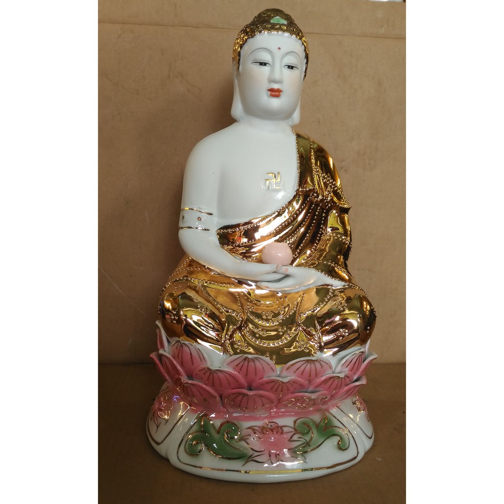 Tượng Phật Thích Ca Áo Vàng Nữa Áo 14 Inch