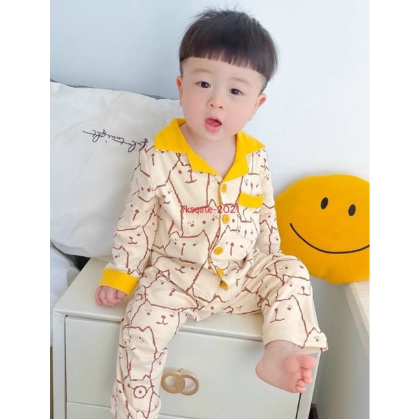 Bộ pijama dài tay mặt mèo cho bé