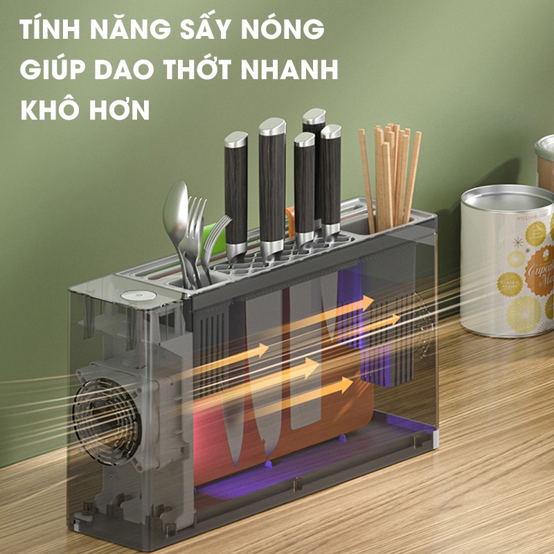 Máy sấy tiệt trùng và khử trùng dao thớt, đũa thìa VKIT MS01 tặng kèm 2 cái thớt